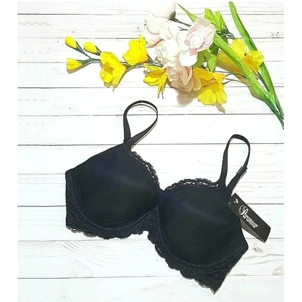 38DD Paramour 135008 Vivien Plunge Contour UW Bra‎ Black NWT